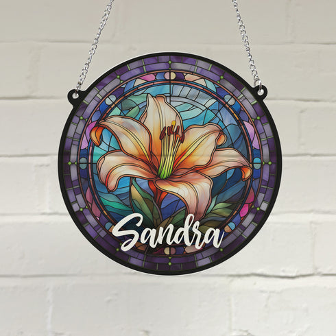 Lily Personalised Stained Glass Effect Suncatcher
